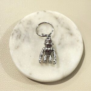 Kipling Silver Metal Monkey Key Chain Ring Bag Charm Fob (m1)